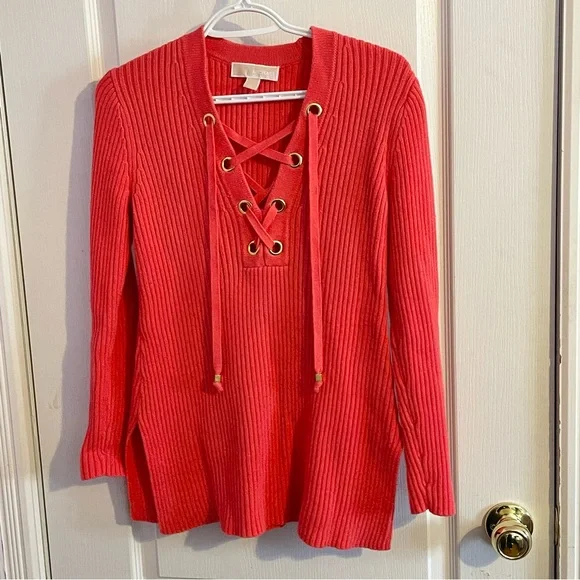 Michael Kors Knit Lace-Up Sweater - Picture 2 of 5